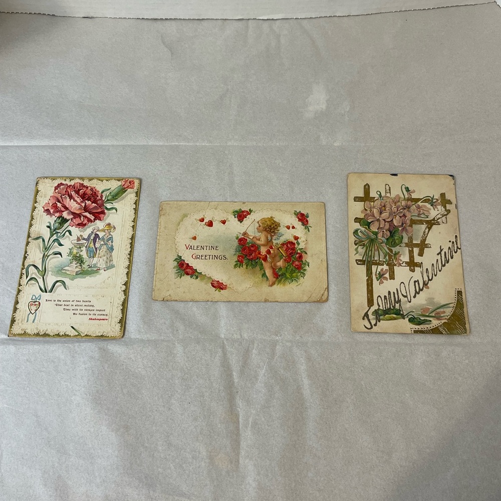 Vintage Floral Valentine Postcards
